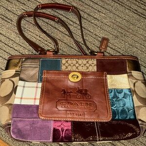 Coach Patchwork Leather Shoulder Bag - Multicolor